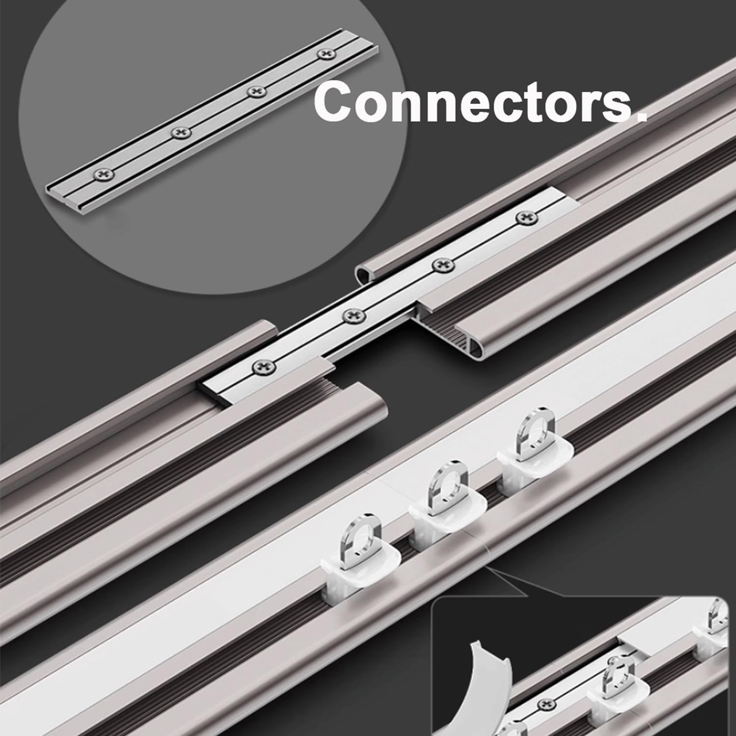 Aluminiu Rail adhésif pour Rideau Système Silencieux avec Rouleaux silencieuse Montage Mural ou au Plafond pour Rideaux/Rails de Rideau de Douche/Séparateurs de Pièces(White,5.8m(19ft))