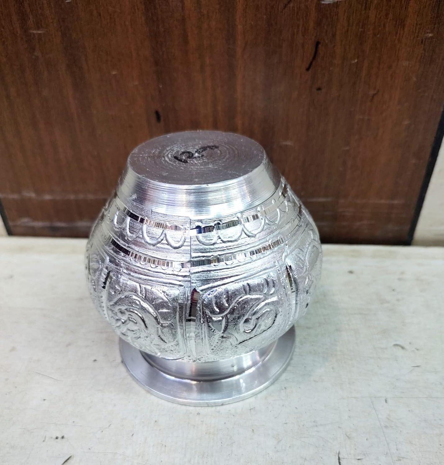 Silver Handmade Plain Small Kalash or Pot, Unique Vintage Design Special Silver puja Article, Water Milk Kalash