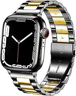 سوار ساعة بديل من الستانلس ستيل بتصميم سادة متوافق مع ساعة اي ووتش 38 و40 و41 و42 و44 و46 و45 و49 ملم وساعة آبل سلسلة 10 الترا 2 9/8/7 والترا واس اي و6/5/4/3 للرجال والنساء من فكرة