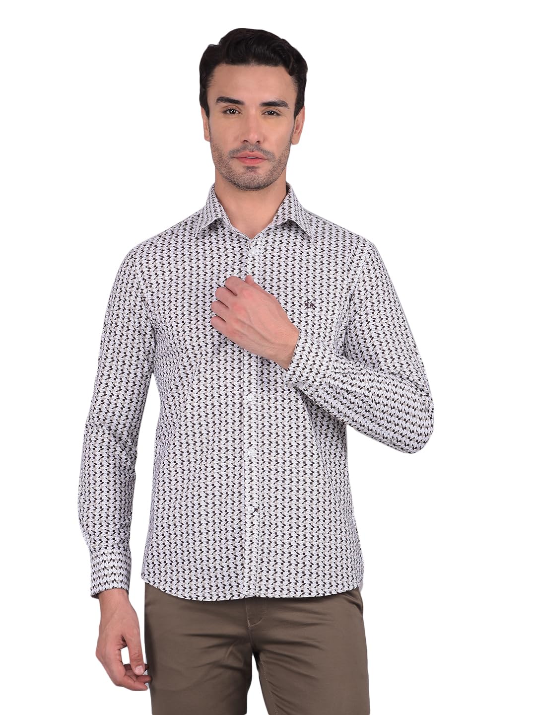 Crimsoune Club Men's Grey Printed 100% Cotton Shirt-picture-32