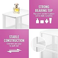 Vista 9 de Plastic Small 2-Drawer Storage Organizer, Slim Narrow, White/Clear Crafts Drawers Storage Organizer (13"H x 10"D x 7"W)