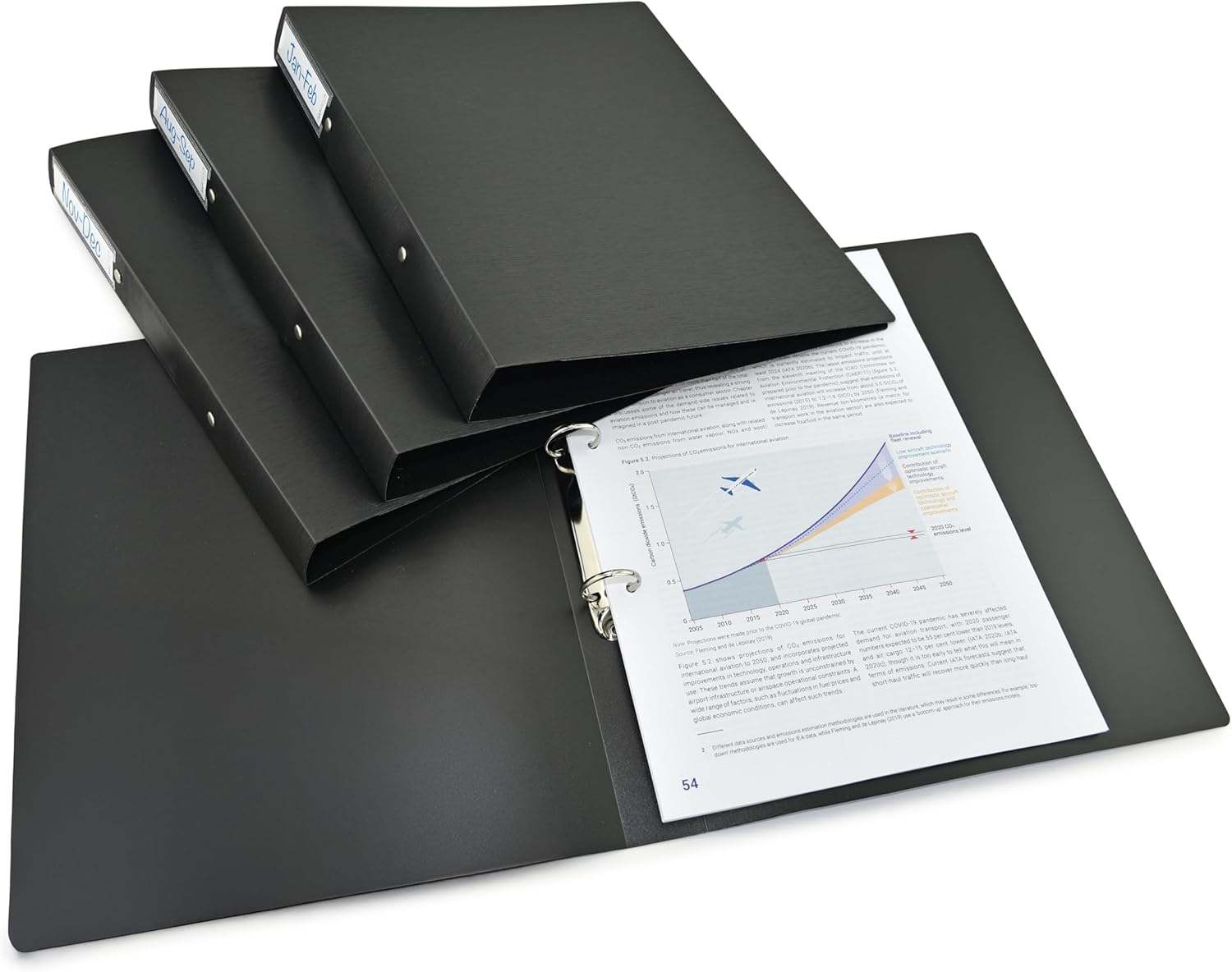 Rapesco 1827 ECO 2-Ring Binder, 38 mm Spine, A4, Black, Pack of 10