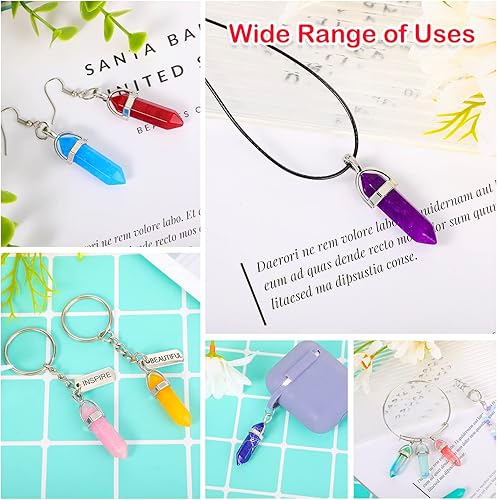 Miniatura 3 de 130 colgantes de cristal hexagonales naturales a granel, collar, chakra, cuarzo, forma de bala, bolsa para hacer joyas, regalo de Navidad (color