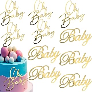Generic Gold Baby Shower Cake Topper Inserts (10 Pieces) - Cake Decorating Supplies
