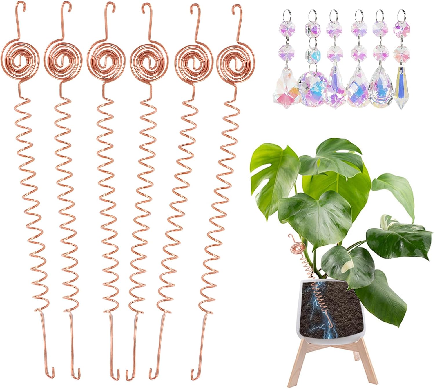 Electroculture Copper Gardening Antenna Kit with Crystals, 6 Pack