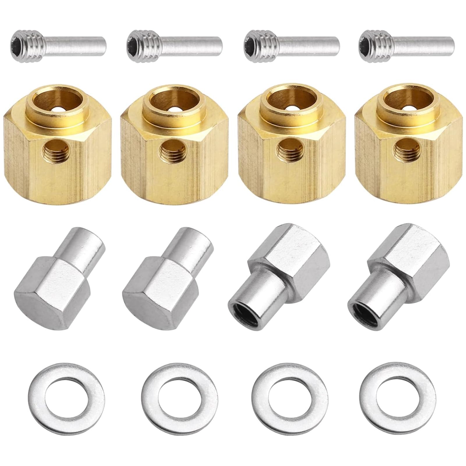Hobbypark RC Brass Spacers Wheel Hex Hubs Extenders for TRX4 Wheels Extension Hex Drive Adapter (10mm Thickness)