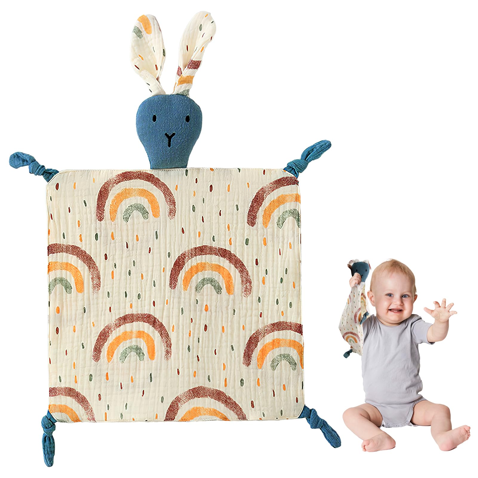 ORUZA Baby Comforters - Rabbit Baby Blanket for Infant Toddler Newborn Boys and Girls, Dark Blue