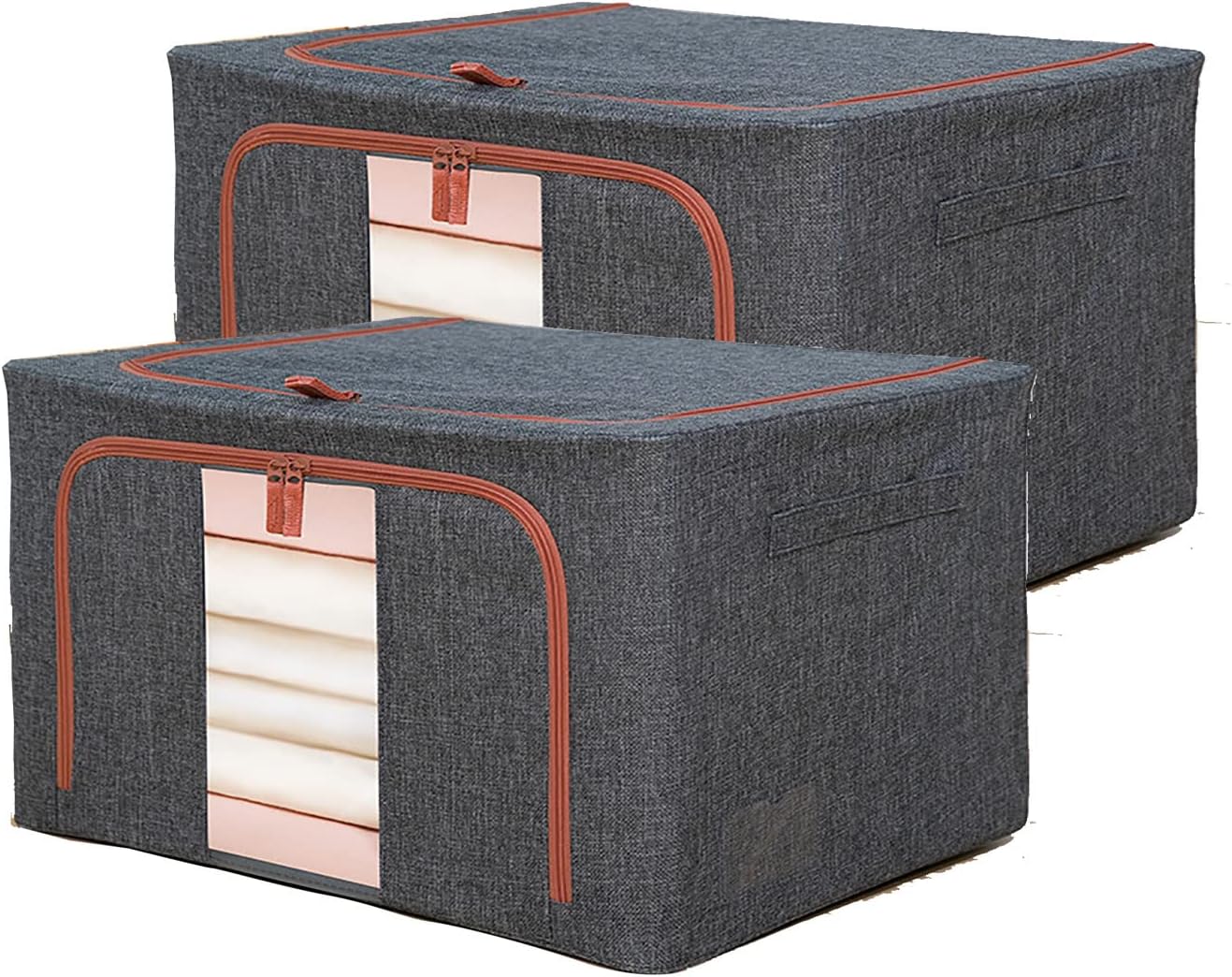 2-Pack Large Clothes Storage Bag - Spacious Containers for Blankets and Comforters - Convenient Handles and Foldable De