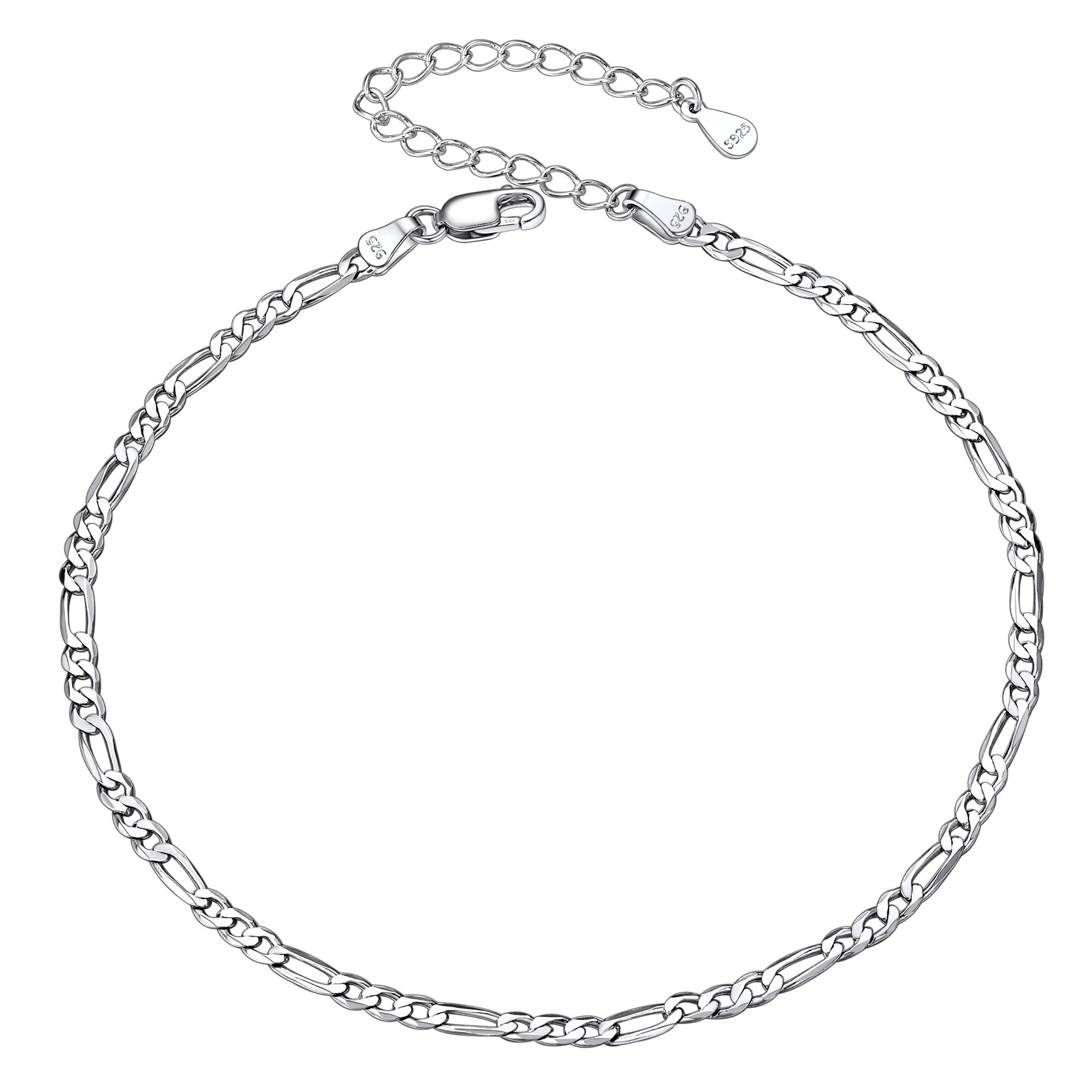 Silvora Pulsera de Tobillo Plata de Ley Serpiente Rosa Abalorio Cadenas Cubanas para Mujeres Hombres, Pulseras Tobillera para Playa Piscina Playa Calle