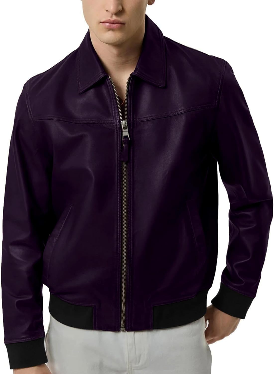 J'Jackin Black Leather Bomber Jacket Men - Premium 100% Real Lambskin Genuine Leather Bomber Jackets for Men