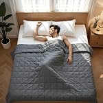 An Couvertures pondérées de refroidissement (5 C'est vrai. 41” x 60”) Couverture lourde pour adulte, coton Premium avec perles en verre naturel (41''x60'' 5 Lbs)