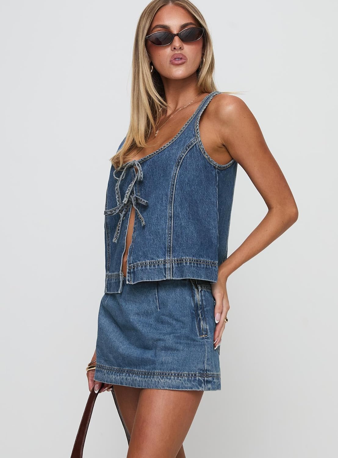 Princess Polly Women's Stefenie Denim Skort Mid Wash