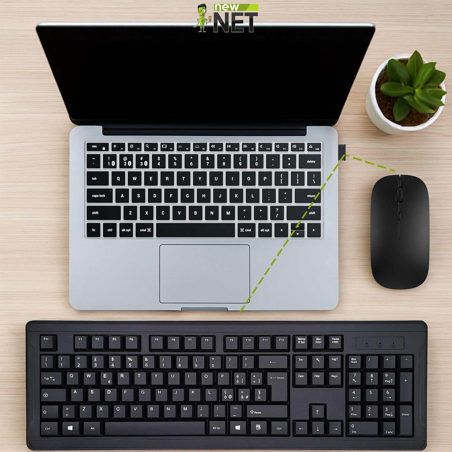 Kit Wireless USB Tastiera e Mouse, soluzione pratica per una postazione singola domestica o da ufficio, con periferiche leggere e facili da installare per un setup immediato