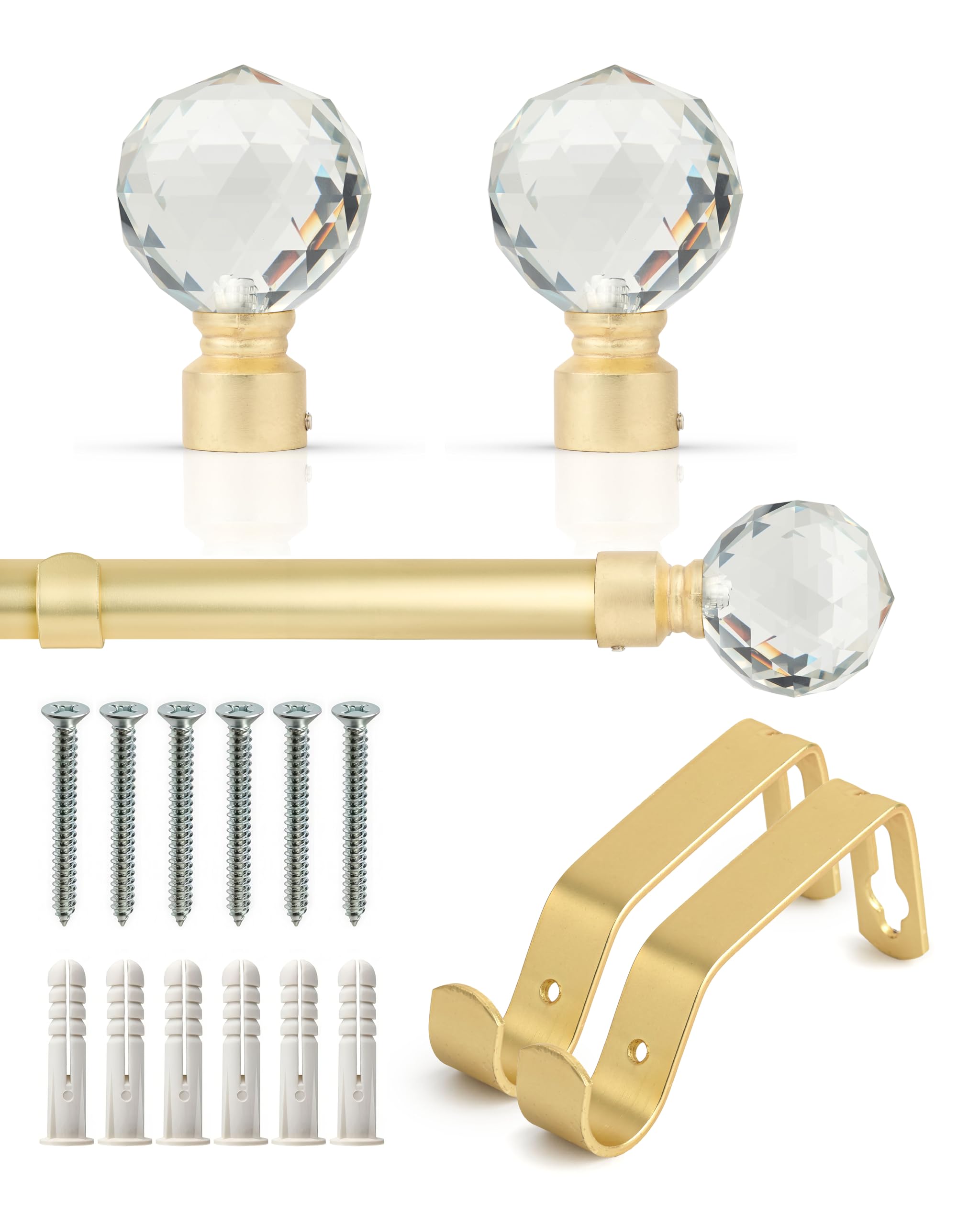 Emma Barclay  Gold Curtain Pole Extendable Crystal in Size 1.2 - 2.1m, Sports Direct