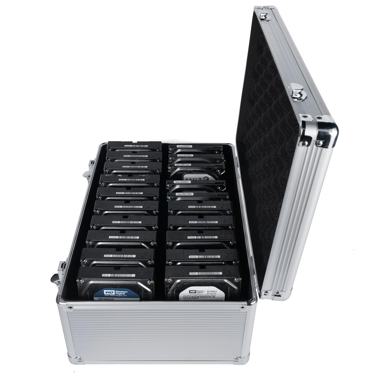 Seaocloud Hard Drive Box 3.5inch 20-Bay Protection HDD Storage Suitcase with Foam Hard Case