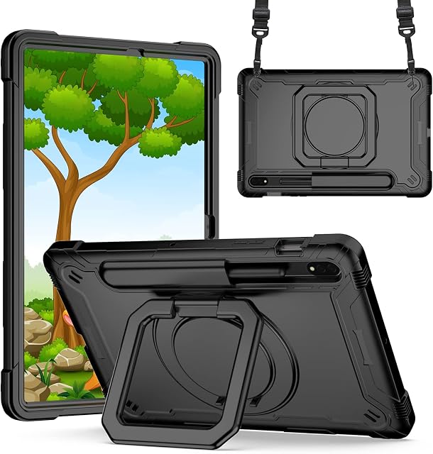 TOPCASE Compatible with Samsung Galaxy Tab S8/S7 Case 11 Inch For Kids Tablet Cover (SM-X700/X706/T870/T875),Black