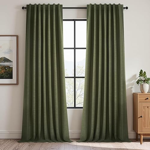 Vista 65 de Topfinel Cortinas Opacas y Cortinajes Marfil Crema de 84 Pulgadas de Largo, Beige con Pliegues Pinzados Completamente Opacas de Lino Natural