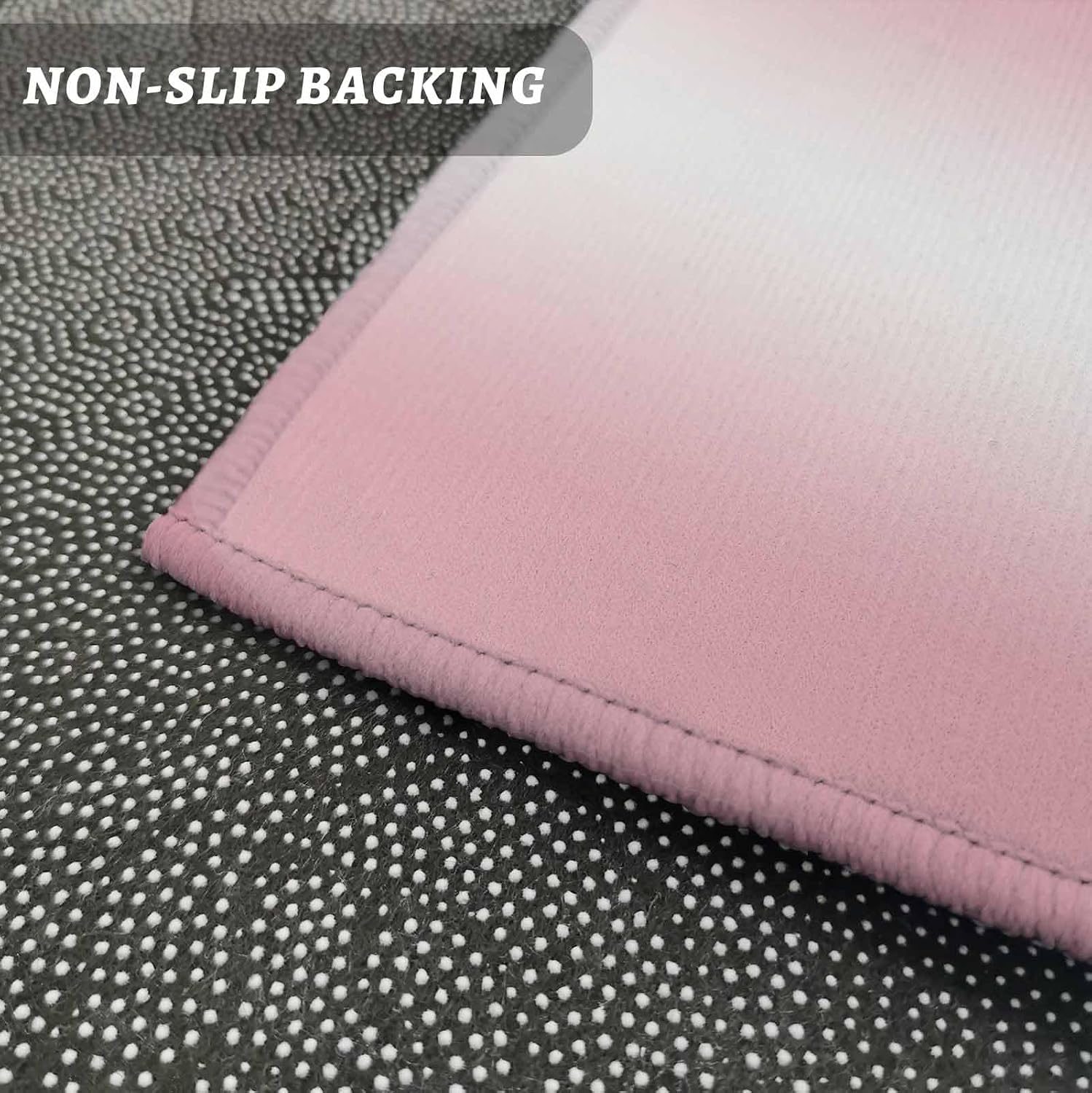 Teamery Kitchen Mats for Floor Gradient Pink Stripes Abstract Washable Non Slip Kitchen Rugs 1PCS, Modern Minimalist Art Absorbent Standing Mats for Sink Bathroom Office Living Room 15.7x47.2in