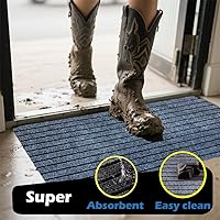 Vista 2 de Antenat Paquete de 2 tapetes de puerta de perfil bajo para interiores y exteriores, tapetes duraderos para zapatos, puerta delantera, hogar, patio