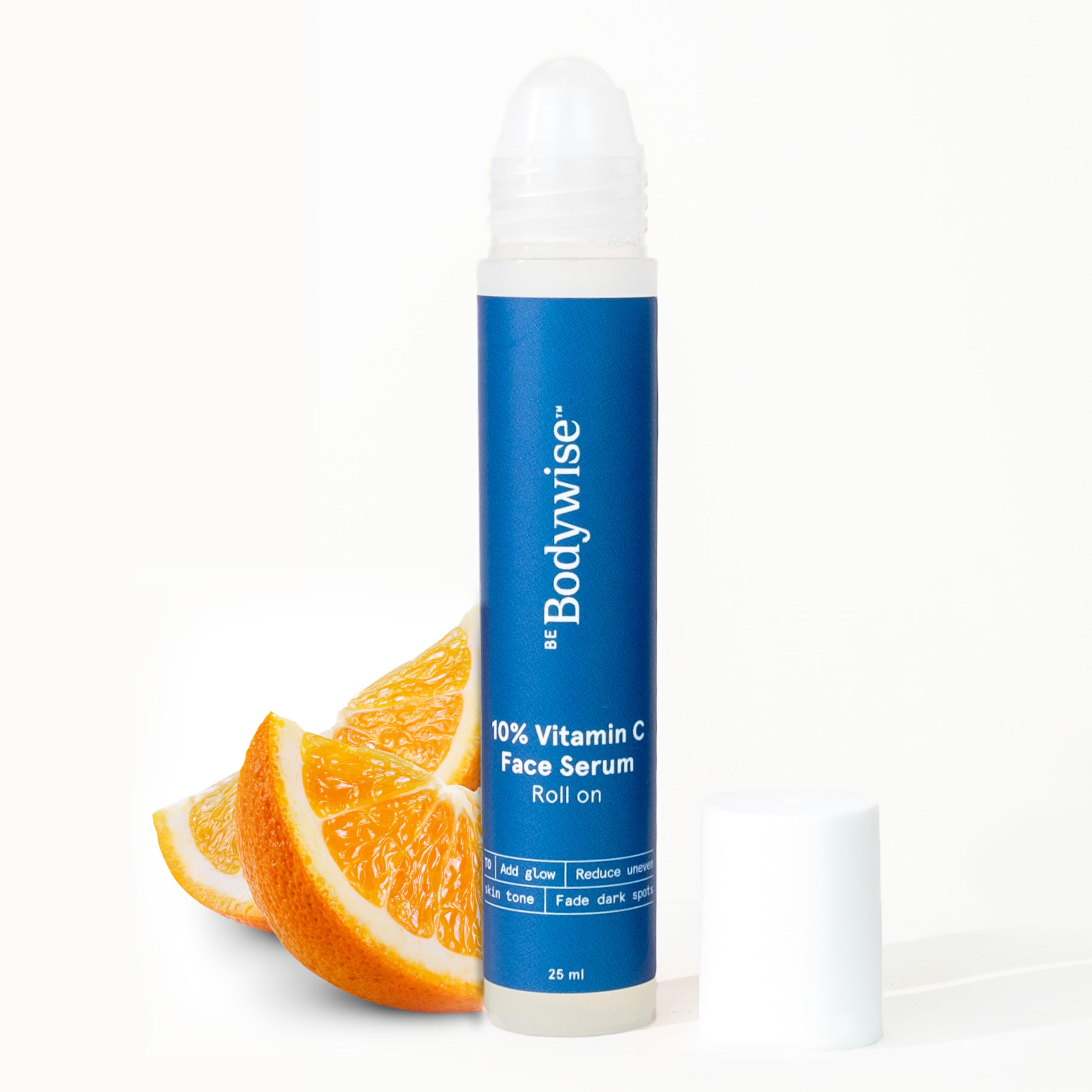 Be Bodywise 10% Vitamin C Face Serum 25ml | With a Roll-On Applicator | For Glowing & Even-Toned Skin | 1% Feluric Acid, 0.5% Alpha Arbutin & Hyaluronic Acid | Travel Friendly, For All Skin Types