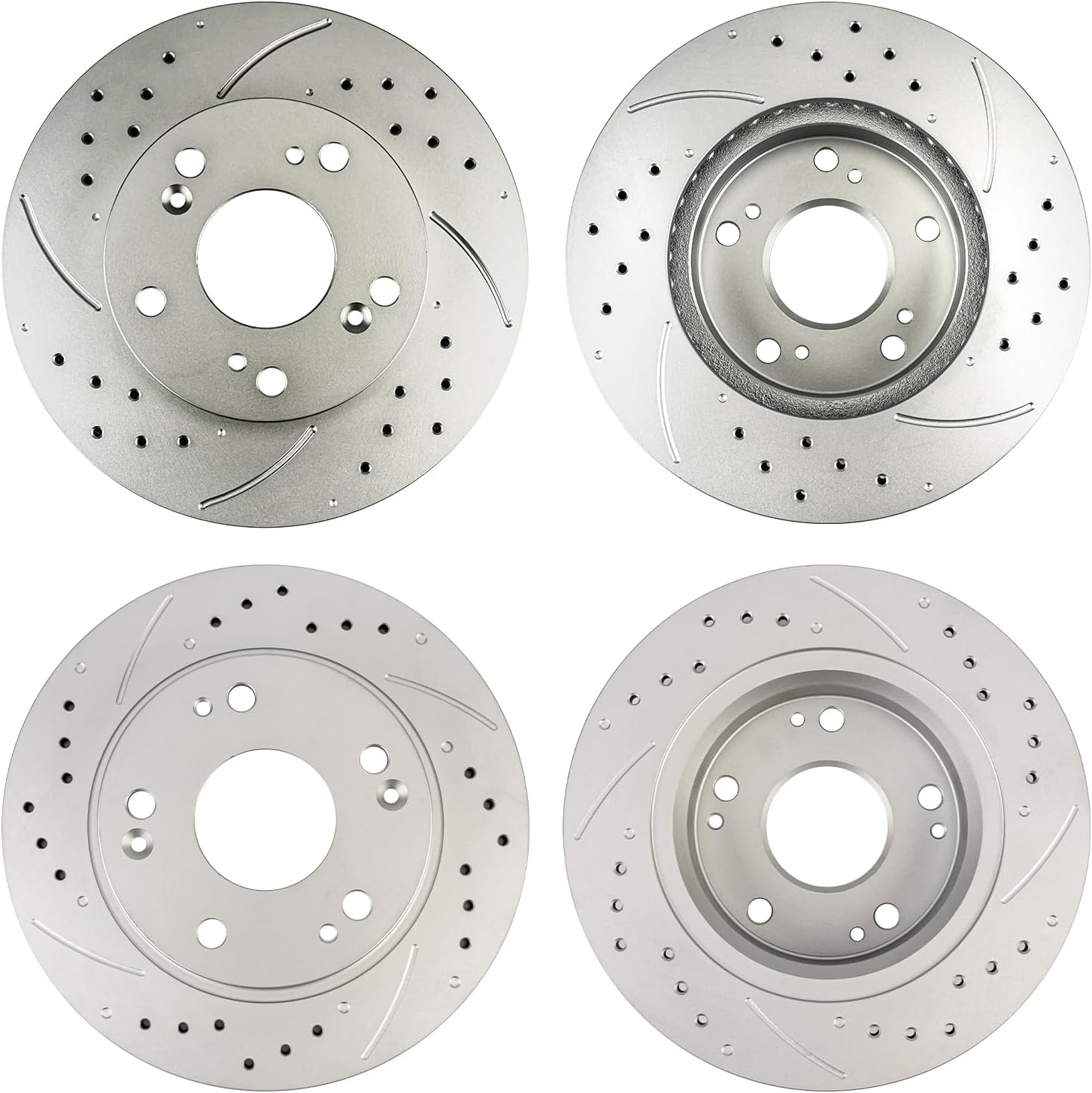 KAX 10.31" Front & 10.24" Rear Drilled and Slotted Rotors and Pads Kit For Honda Civic 2006 2007 2008 2009 2010 2011 1.8L, #31311+31420+D465A+D537 Front and Rear Brake Rotors and Pads Kit
