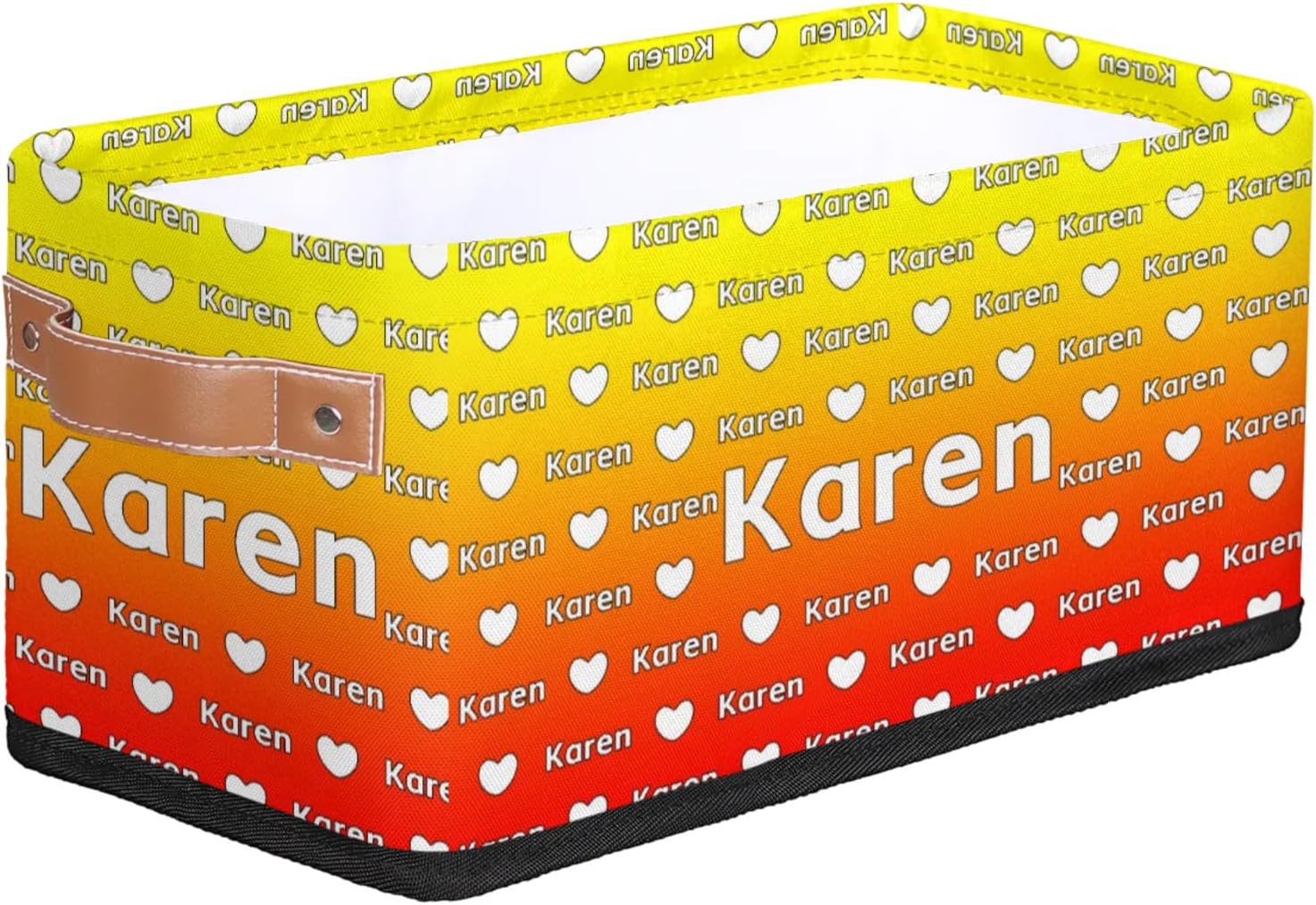 Personalized Name Storage Basket Bins, Custom Closet Shelf Organizer for Towels Blanket Organizing, Orange Yellow Gradient Custom Decorative Closet Organizers and Storage
