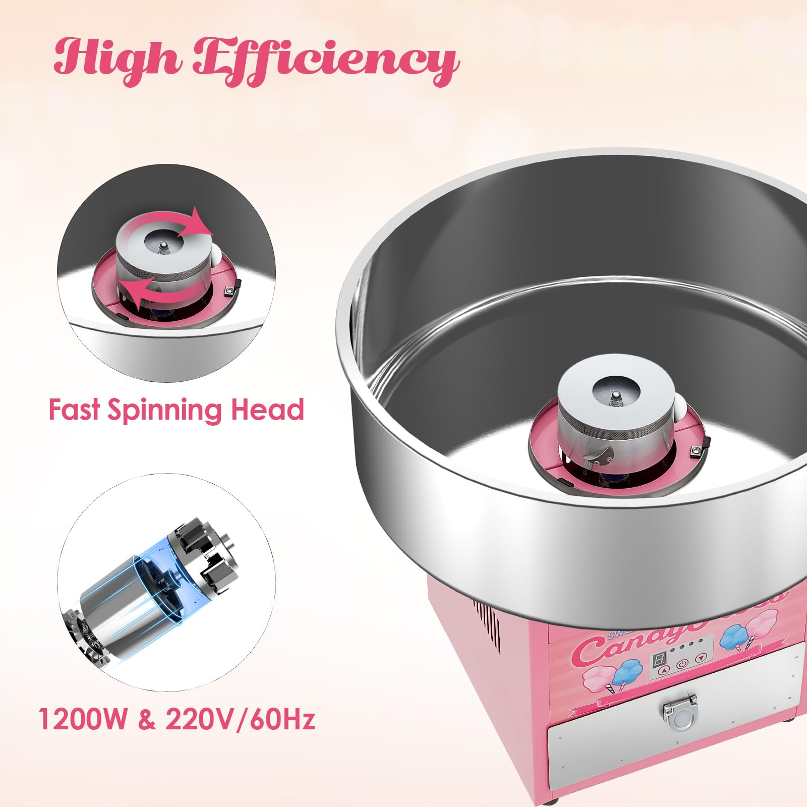 Professional Candy Floss Maker Commercial Cotton Candy Machine - 1000W ...