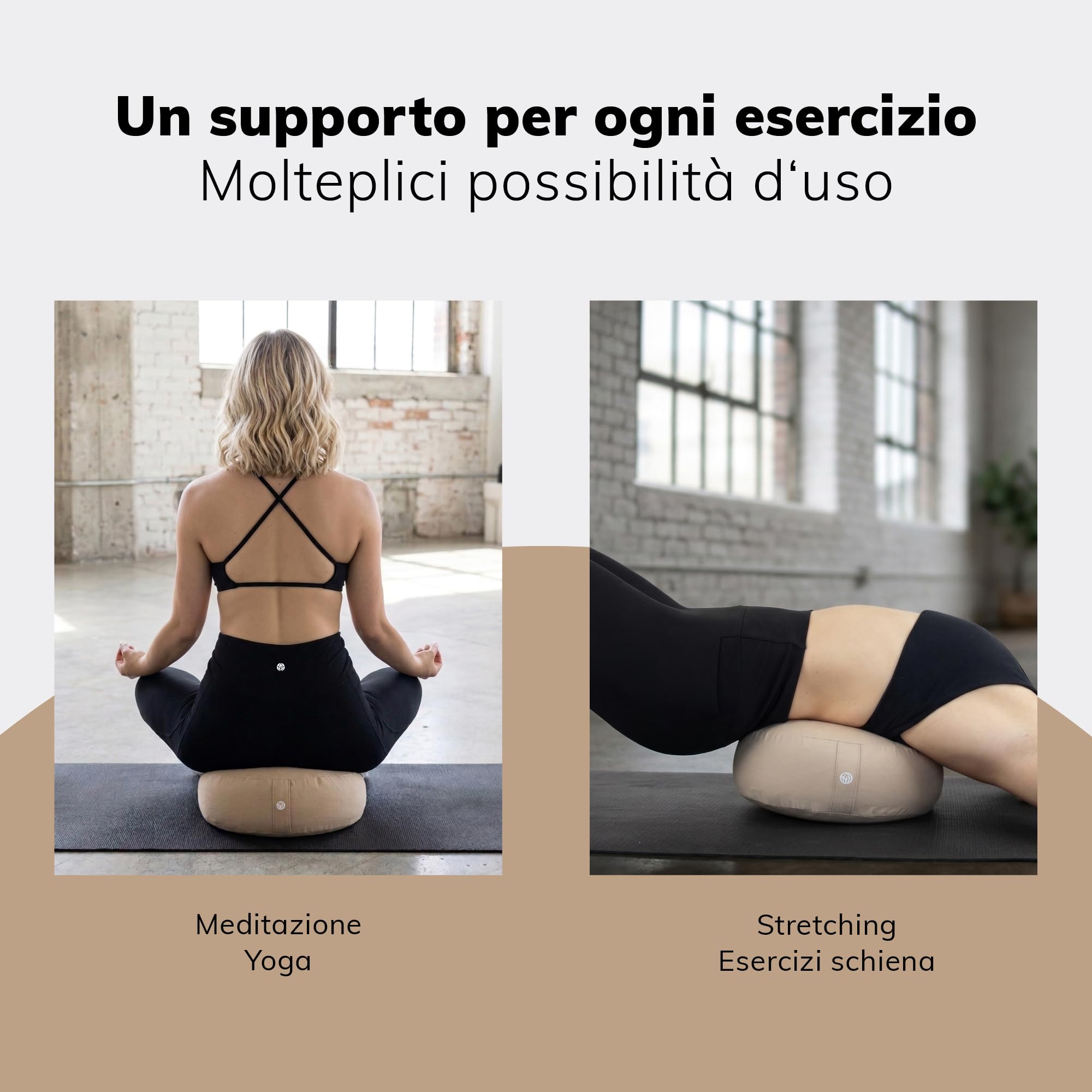 MYLILY Cuscino Yoga Meditazione – cuscino yoga rotondo Ø 29 cm – 10 cm piatto & 255 g leggero – cuscino pavimento con fodera cotone lavabile – vegano – Beige
