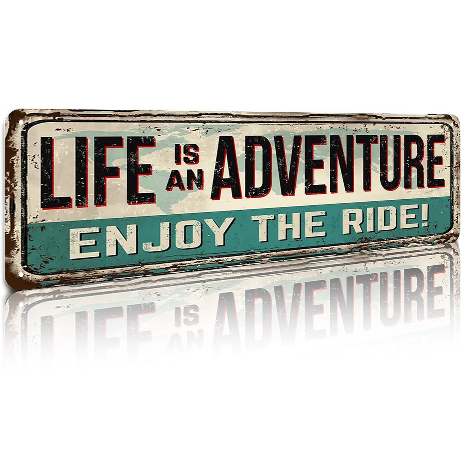 Peiyeety A004 Vintage Metal Tin Sign Life Is An Adventure Enjoy The Ride Inspirational Retro Street Wall Art Decor For Home Man Cave Garage Kitchen Office Farmhouse Patio Porch 4X16 Inch