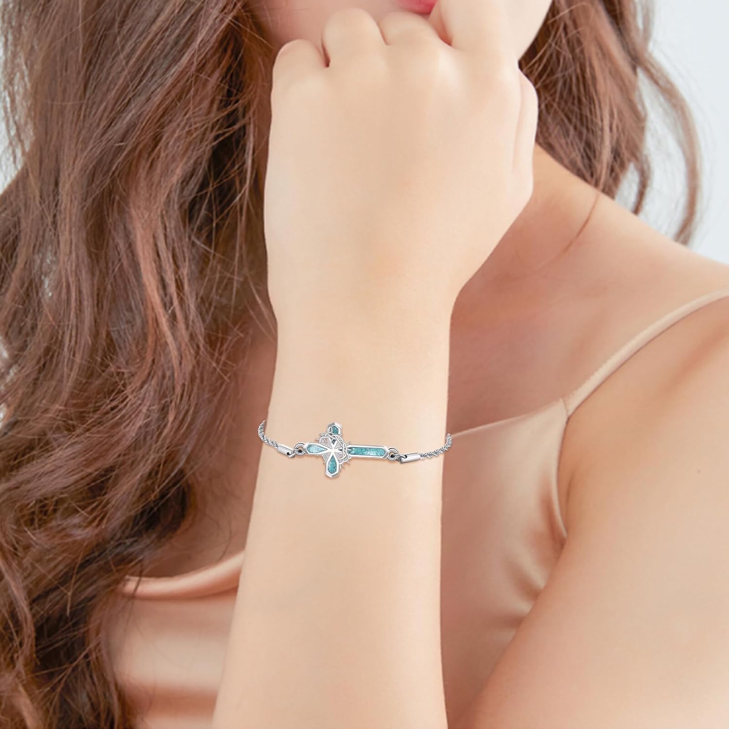 YAFEINI Crown of Thorns Bracelet Sterling Silver Catholic Cross Bracelet Thorns Crown Catholic Jewelry for Men - Image 5