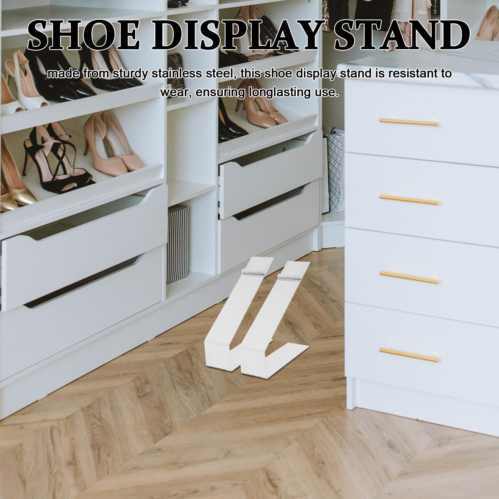 Espositore Scarpe in Acciaio Inossidabile Resistente alla Corrosione, Supporto Multifunzionale per Sandali e Scarpe Tacchi, Confezione da 4 Pezzi Argento per Vetrine e Negozi