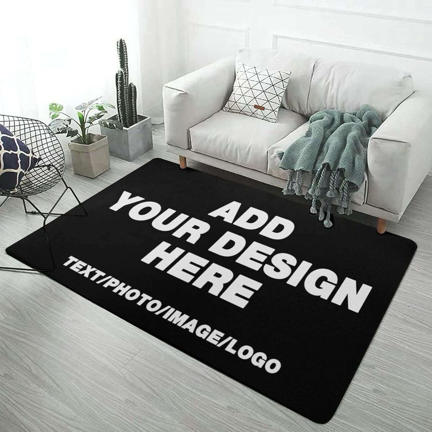 Personalized Gaming Chair Mat, Custom Office Chair Mats, Add Your Text Image Logo for Multi-Purpose Chair Carpet, Hardwood Floor Protector, 60x40inch, Black