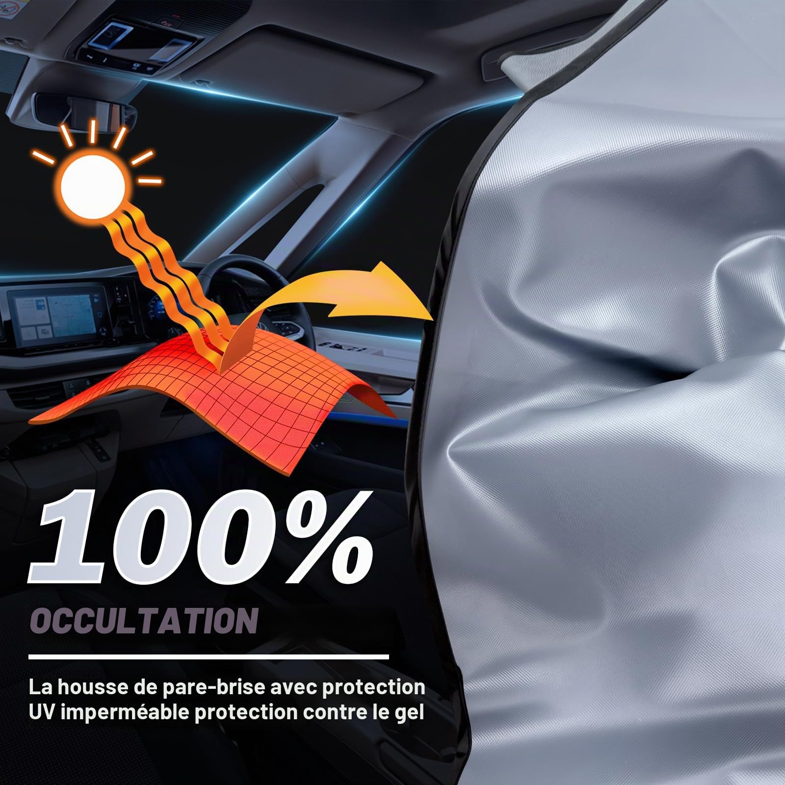 Housse de pare-brise compatible avec Fiat Ducato Series 8 à partir de 2006, bâche de protection contre les insectes, camping-car, protection solaire de qualité supérieure