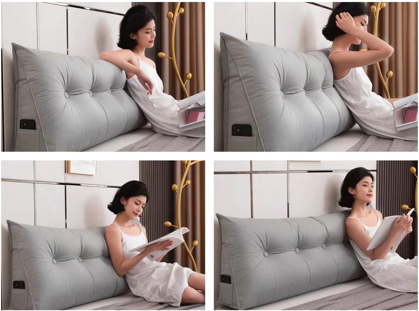 Daybed Headboard Pillow - Removable Backrest Lumbar Cushion for Wall, Soft Supportive Pillow for Comfort and Style in Bedroom or Living Room (E 120x50x18cm)