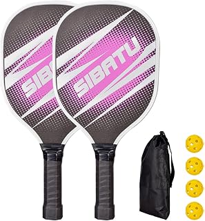 Tachiuwa Conjunto de raquete de pickleball, raquete de bola de picles, 4 bolas e saco de armazenamento, raquete profissional de pickleball para crianças,