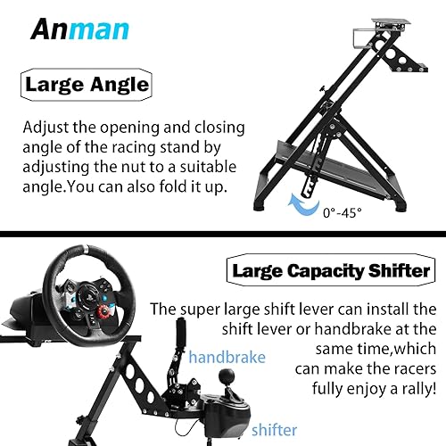 Miniatura 4 de Anman Foldable Driving Gaming Wheel Stand Fit for Logitech G25 G27G29G923 Thrustmaster PXN V9 Adjustable Steering Wheel Stand,Not Included