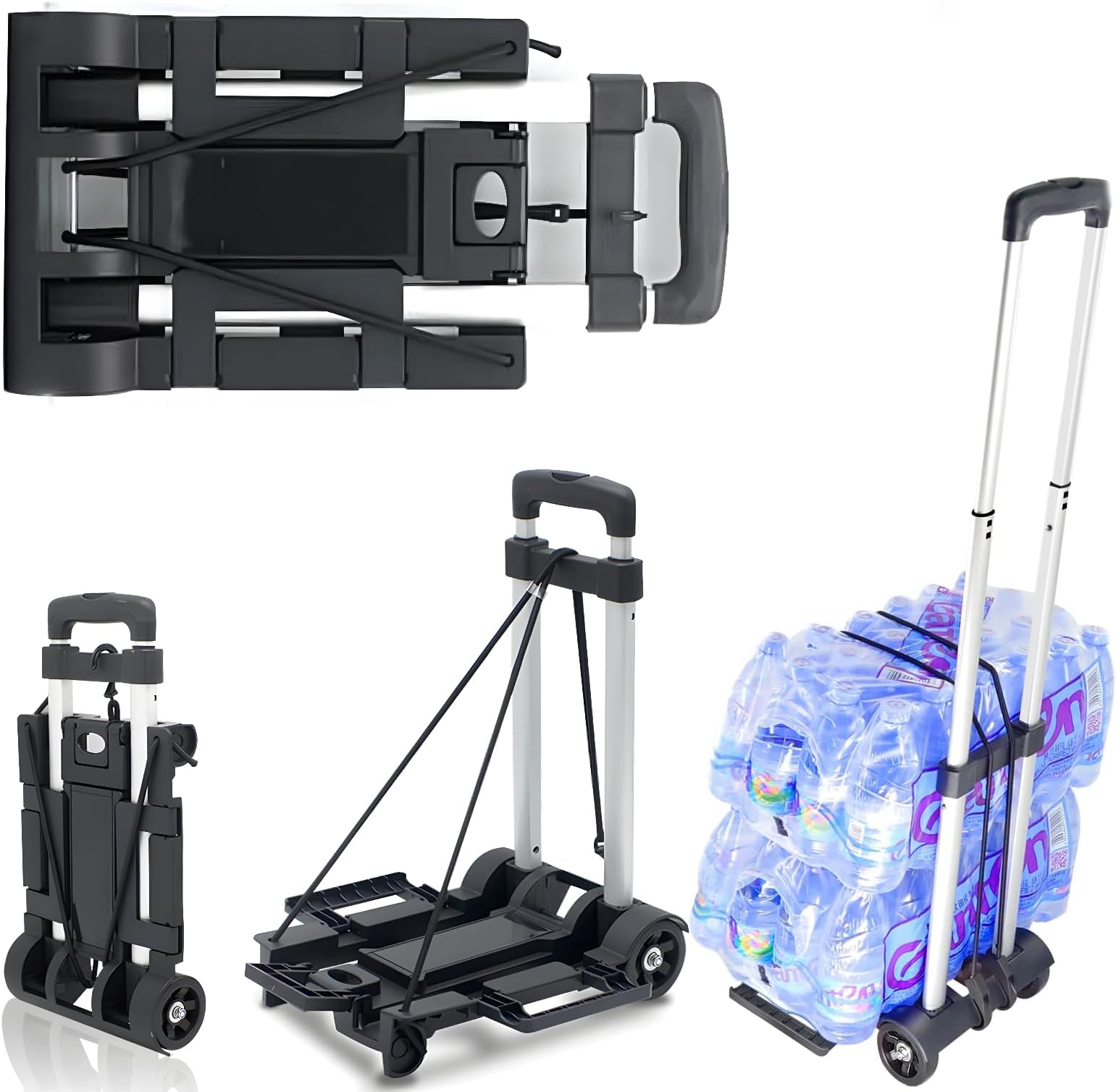 Carro Plegable Para Mochila Con Ruedas – Carrito De Mano Portátil De Aluminio Para Viajes, Equipaje, Escolares Y Compras
