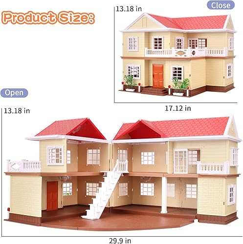 Miniatura 6 de Juego de casa de muñecas de cabaña acogedora para la familia, muebles y accesorios para casa de muñecas, casa de muñecas de bricolaje, para niños