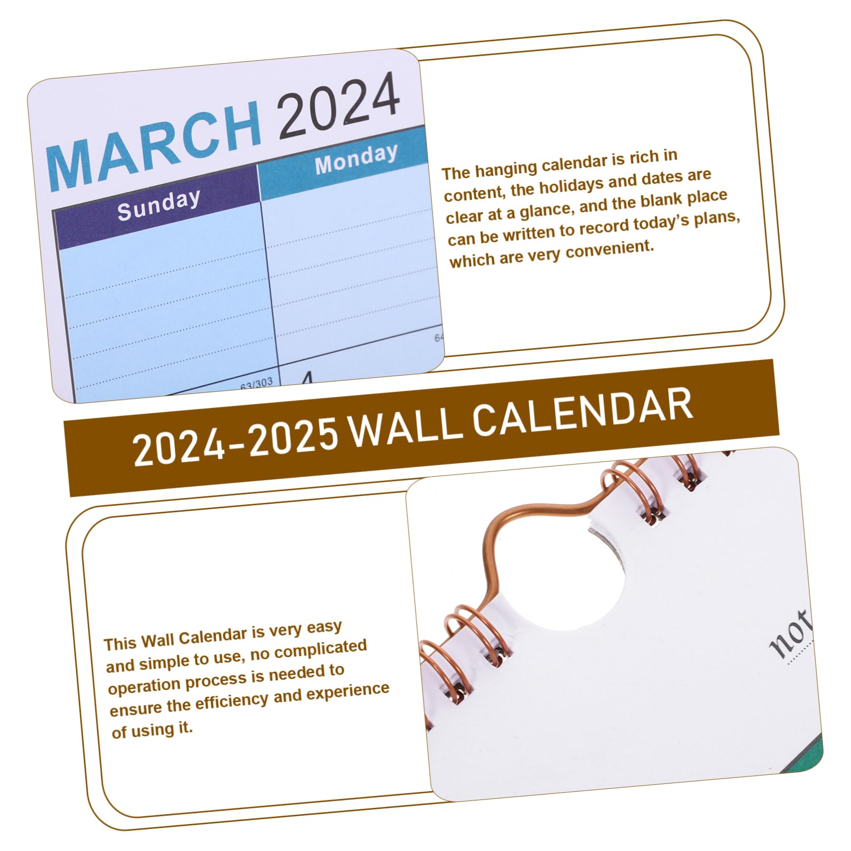 SEWACC 3 Piezas Calendario 2024 calendarios the almanack de uso diario de la de pared mensual para la oficina mensual de vacaciones