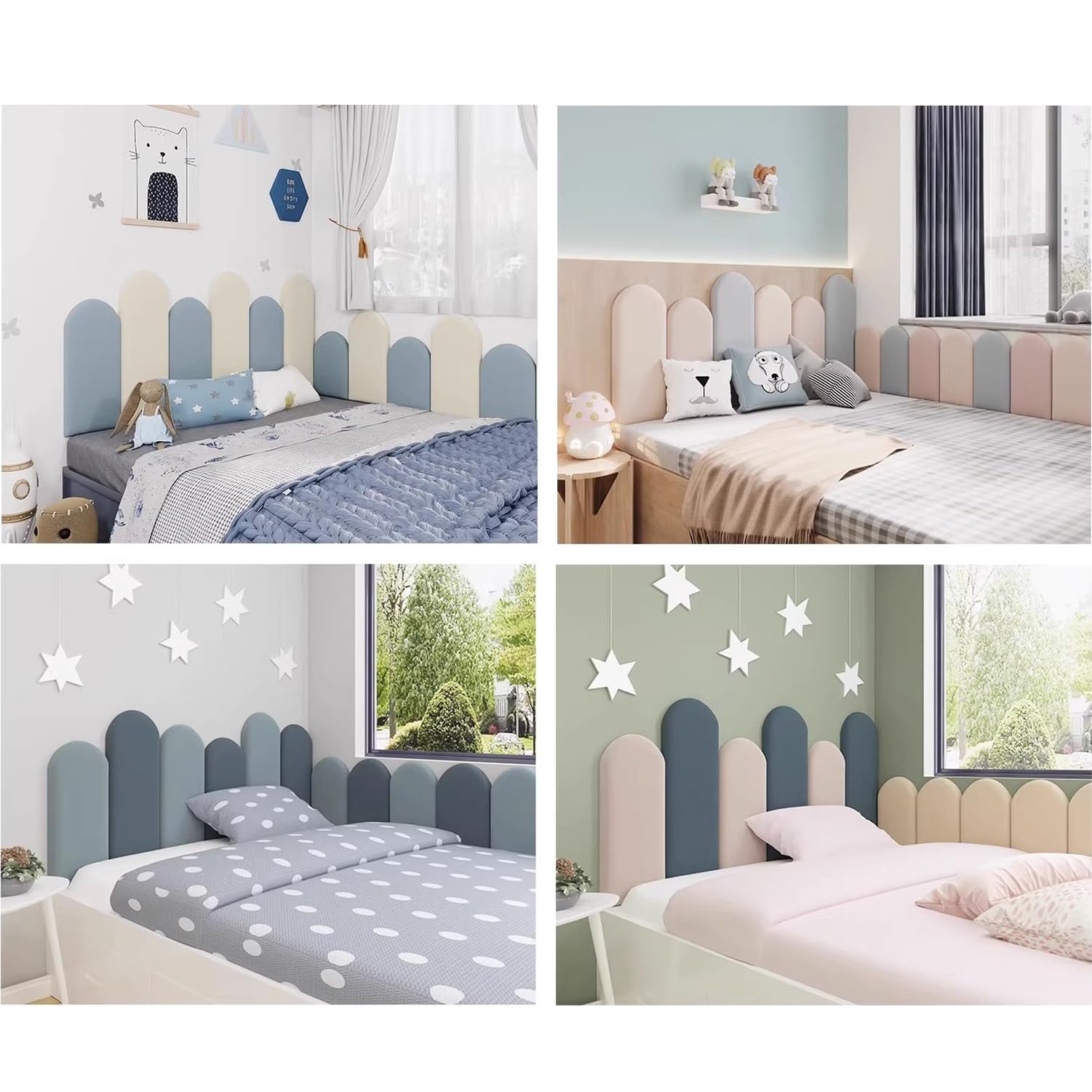 2 Pcs Tête De Lit Rembourrée - 20X45cm/20X50cm/20X55cm Auto-adhésif Coussin Mural Rectangulaire Polyvalent Anti-Collision 3D Tapis Murale (Color : A-1, Size : 20X50cm-2 Pcs)