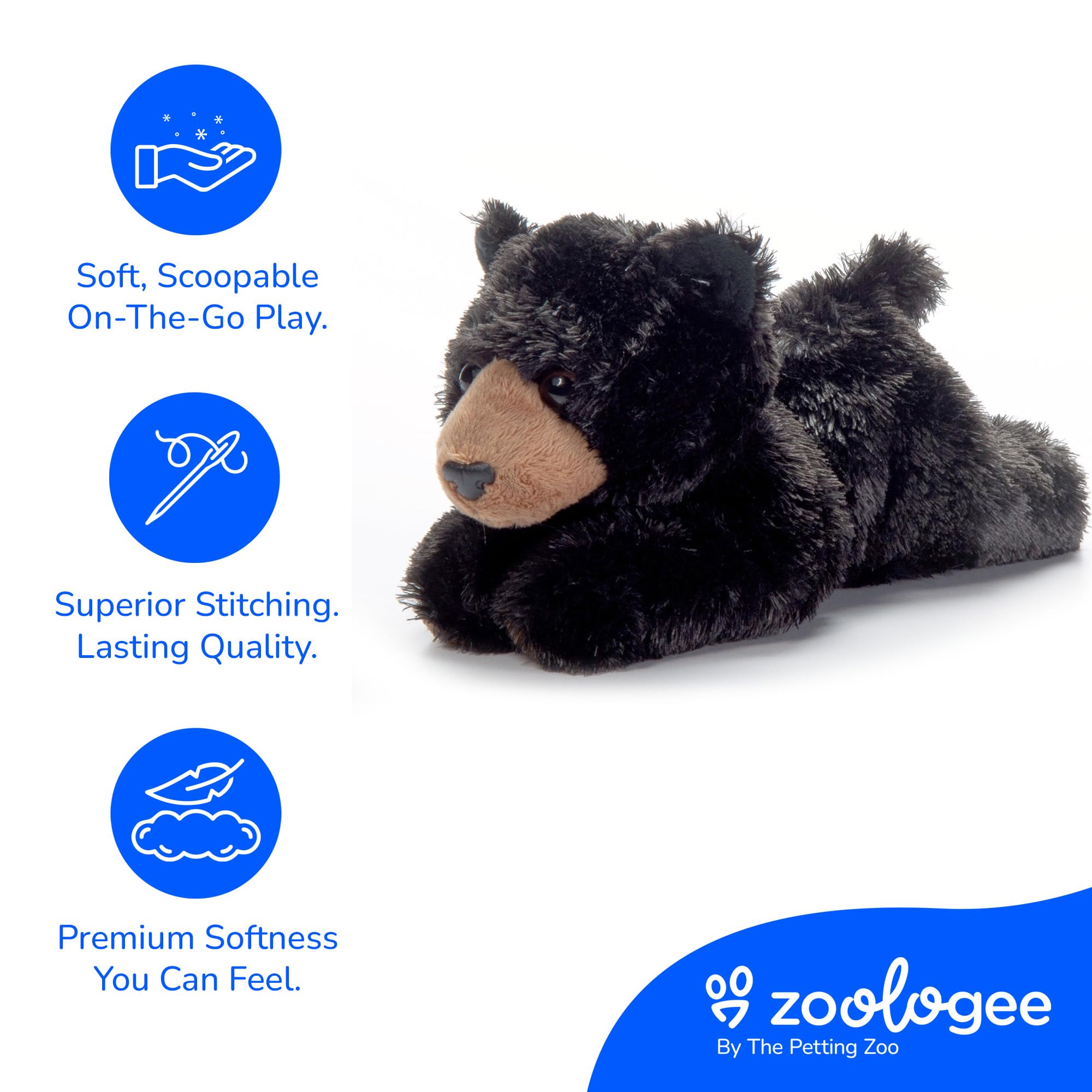 Amazon.com: The Petting Zoo Black Bear Stuffed Animal Plushie