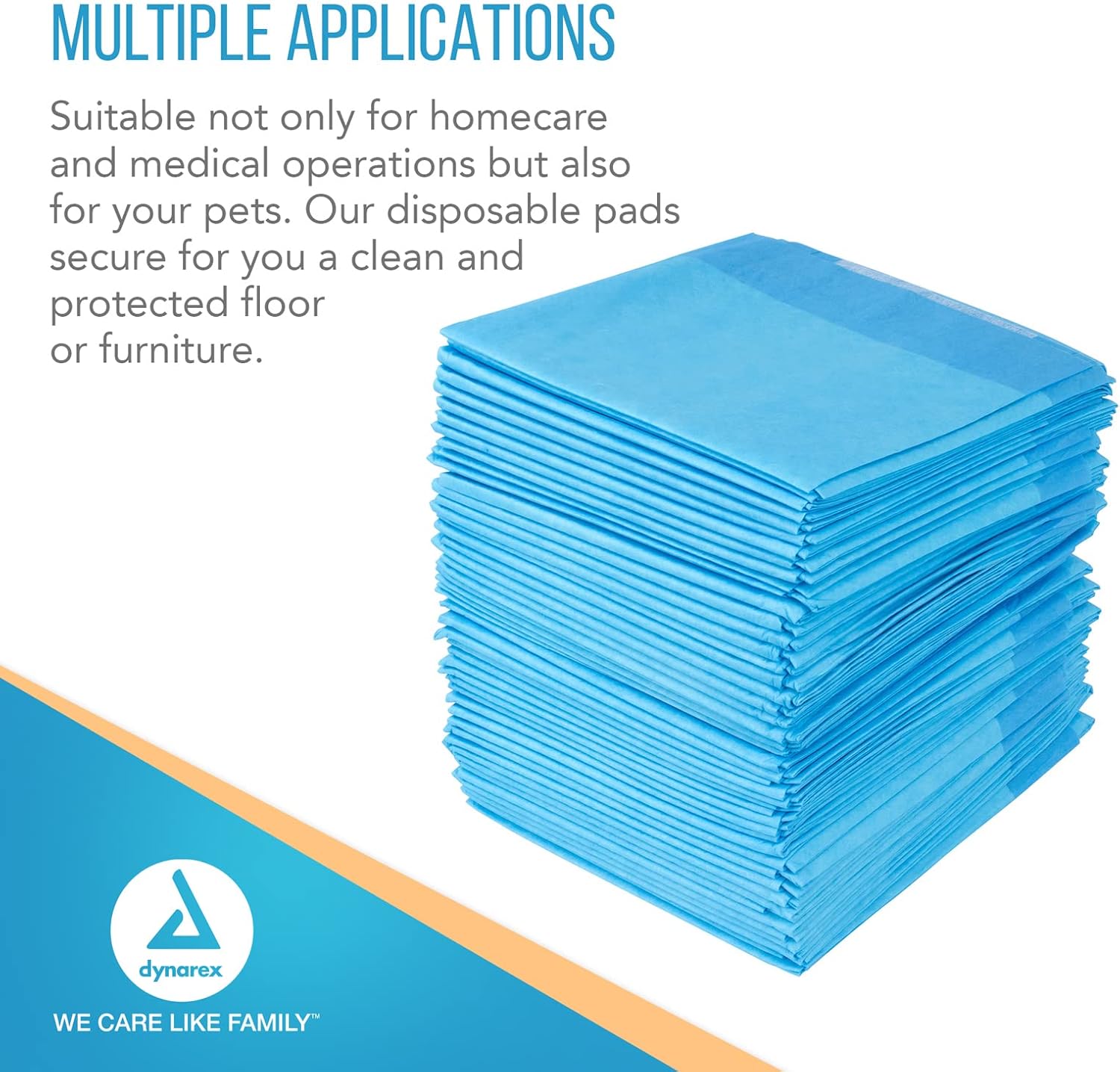 Dynarex Disposable Underpads, Ultra-Absorbent Medical-Grade Incontinence Bed Pads to Protect Sheets, Mattresses, and Furniture, 23”x36” (45g), Pack of 2 (50 / Pack) [Packaging May Vary]