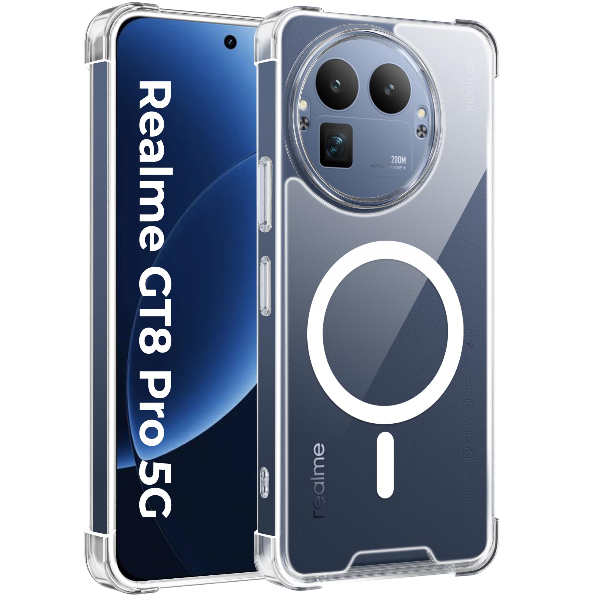 A rtistque Clear Back Cover Case for Realme GT 8 Pro 5G Compatible with Mag-Safe| Acrylic | Shockproof TPU Protective Design | Realme GT 8 Pro Back Cover - Transparent