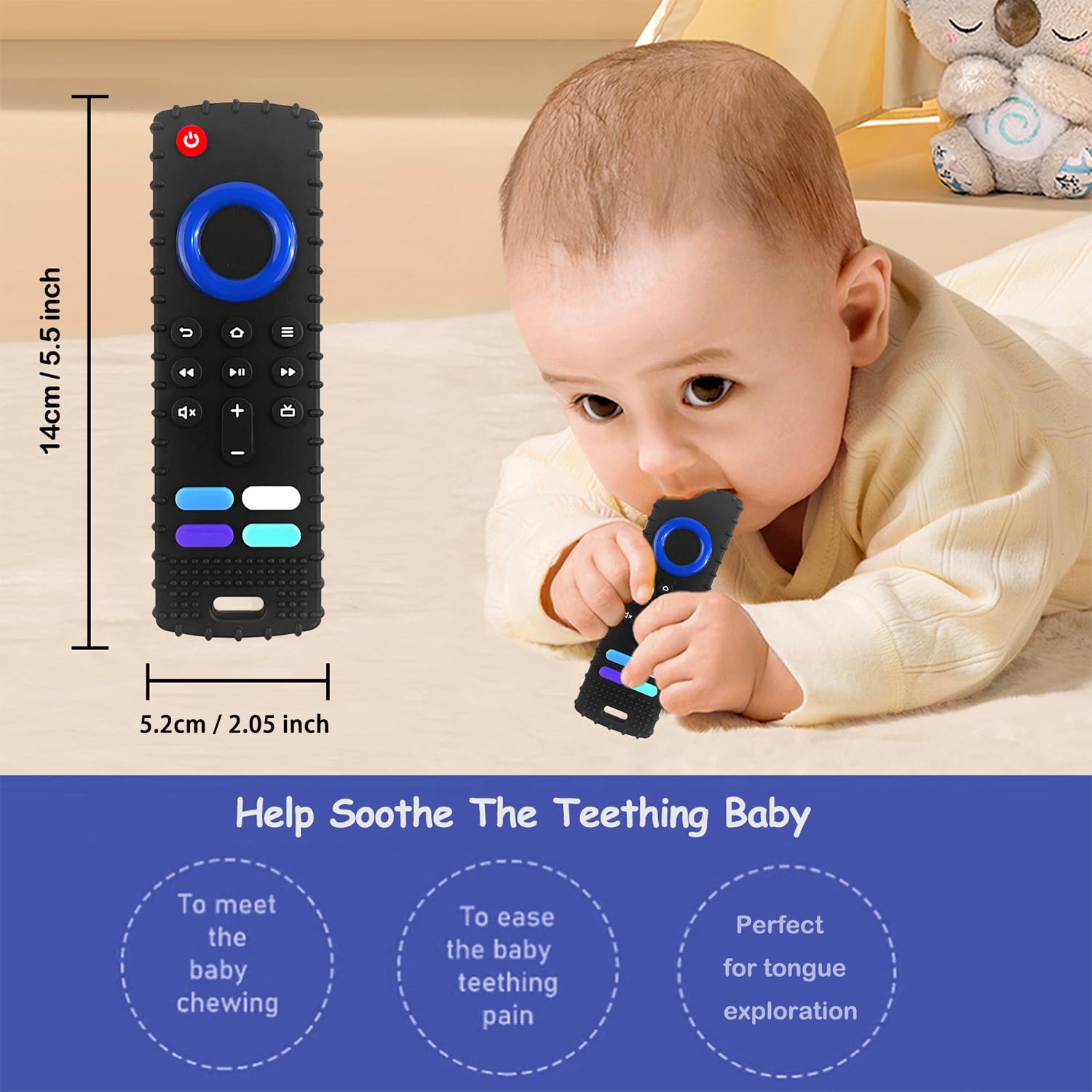 Juguetes de dentición para bebés, mordedores de silicona de grado alimenticio para bebés de 3, 6, 12 y 18 meses, juguetes masticables para niños y niñas, congelador sin BPA (negro + negro) 8