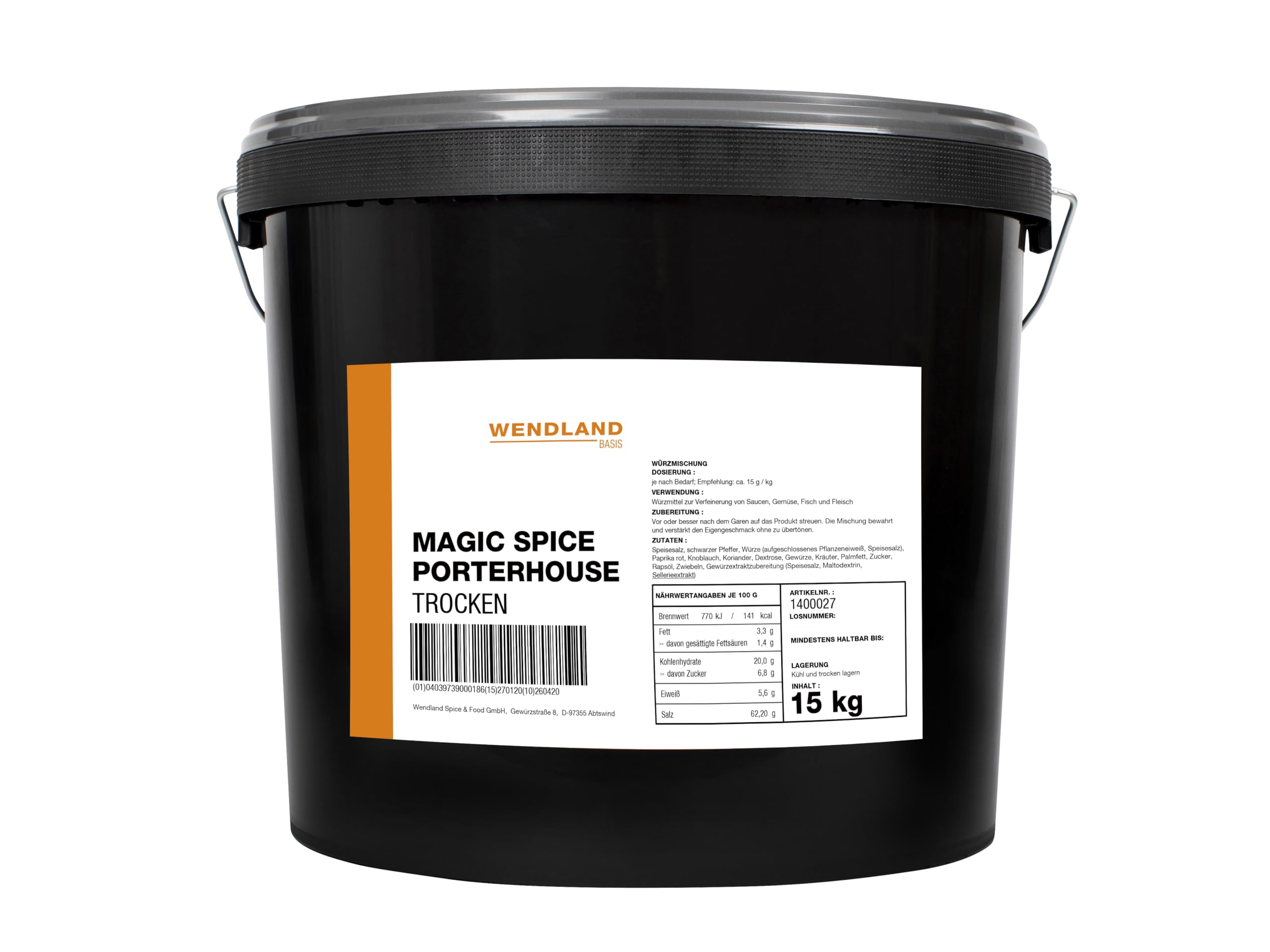 Wendland Magic Spice Porterhouse, 15 kg Würzmischung, Gastronomie-Qualität für Zuhause