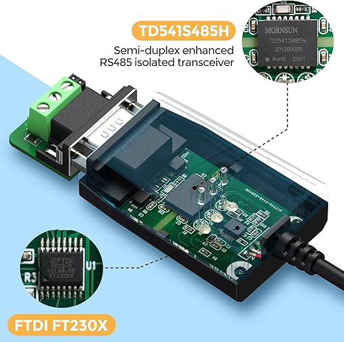 Miniatura 2 de innomaker Industrial USB 2.0 a RS485 Convertidor Adaptador basado en FTDI FTDI FT230 Chip Integrado Protección ESD Soporte Windows 11,10,8 XP Mac Os