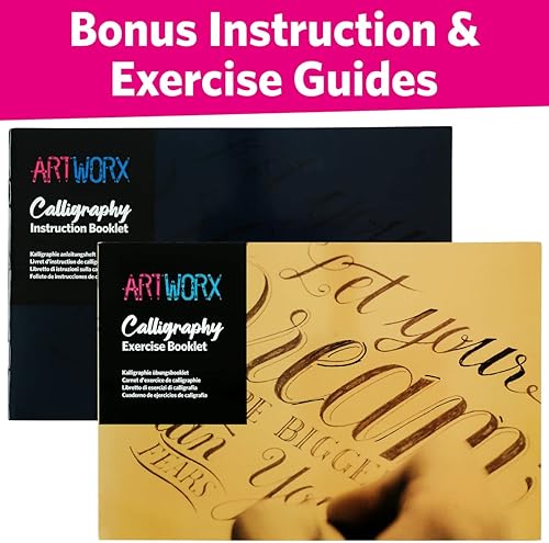 Miniatura 8 de Juego de Bolígrafos de Caligrafía Artworx - Kit Introductorio de Escritura Caligráfica y Letra Manual - Incluye Instrucciones, Libro de Guía y Libro