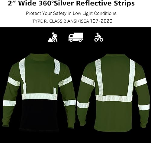 Miniatura 5 de VENDACE 3pcs Safety T Shirts Reflective High Visibility Hi Vis Long Sleeve Construction Work Shirts for Men