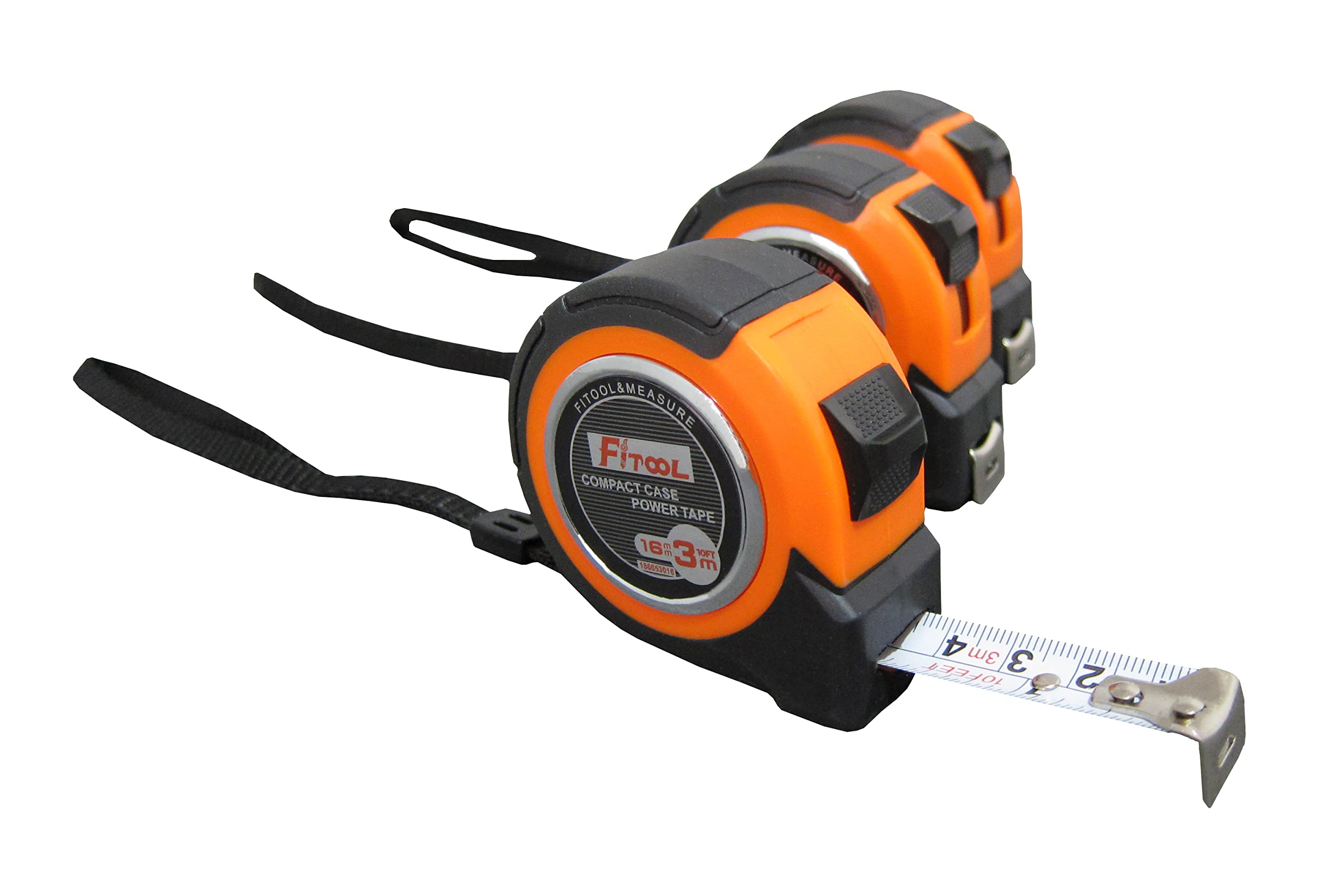 3-Pack Compact Case Quality Steel Tape Measure, Metric and Inches, Shock Proof ABS Case with Soft Rubber Coating Grip, for Construction, Surveyor's Measuring Tape 3M/10FT