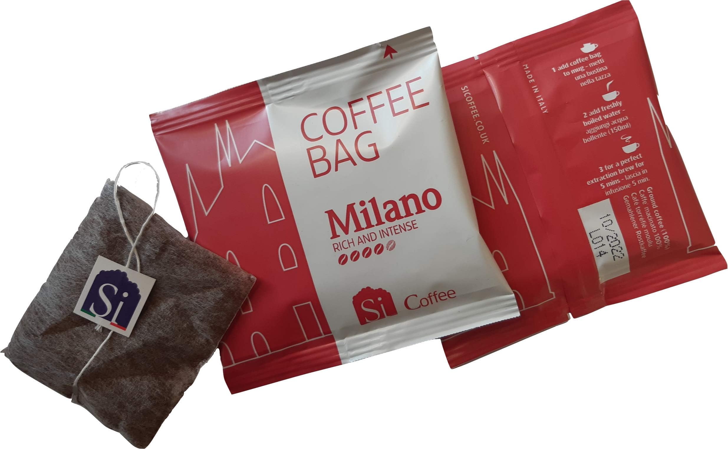 Milano coffee bags individually wrapped, box of 50